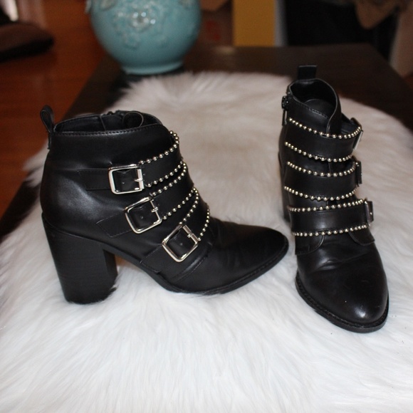 Steve Madden,  Black ankle beaded boots block heel - Picture 1 of 12